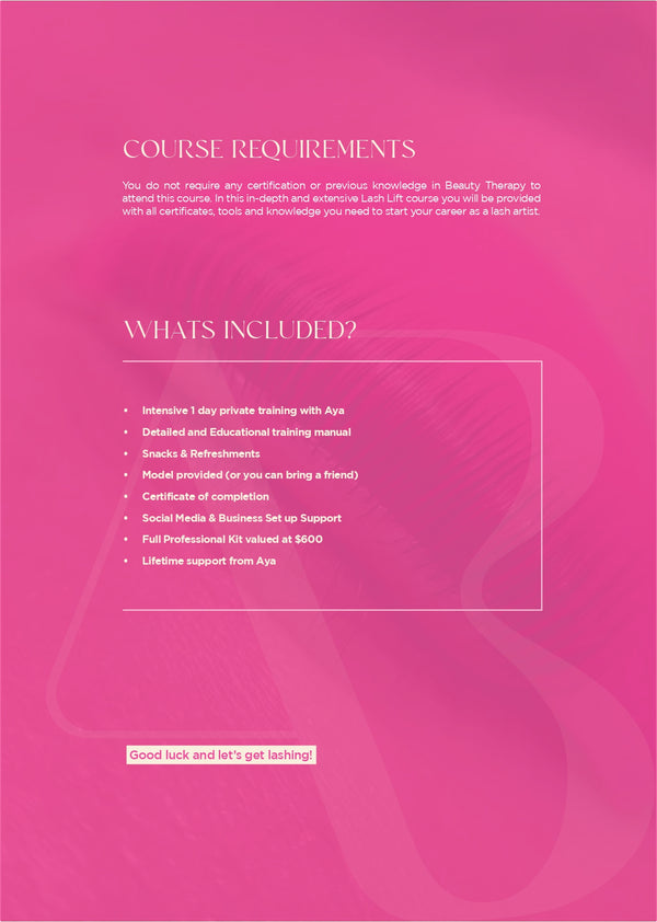 'Mastering Lash Lift Design' 1 day course